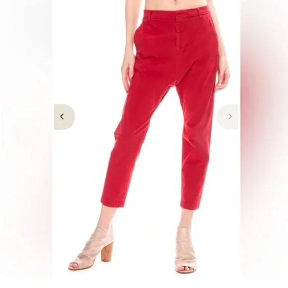 Nili Lotan Cropped Pants Women’s Size 2 Red Drop Crotch - Picture 7 of 10